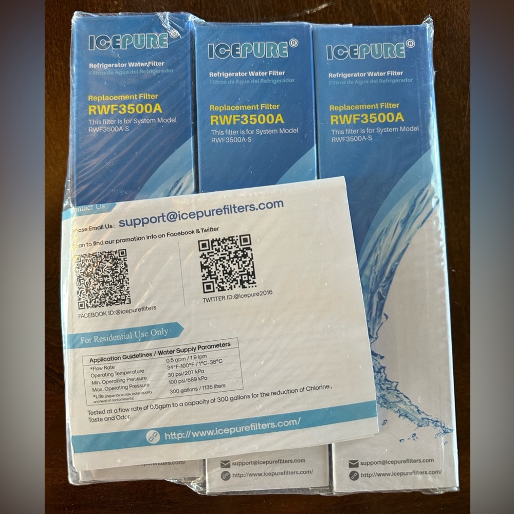 RWF3500A Refrigerator Water Filter Replacement - White (3-Pack) R-9490